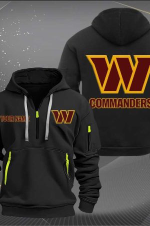 Washington Commanders Logo NFL Quarter Zip Hoodie Style Genxprint