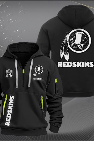 Washington Commanders White Logo NFL Quarter Zip Hoodie Genxprint