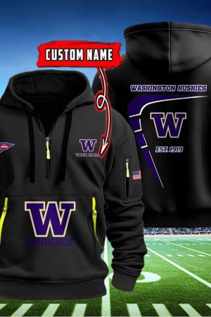 Washington Huskies Quarter Zip Hoodie Style Genxprint