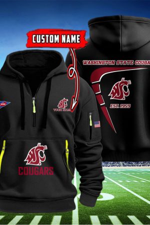 Washington State Cougars Quarter Zip Hoodie Genxprint