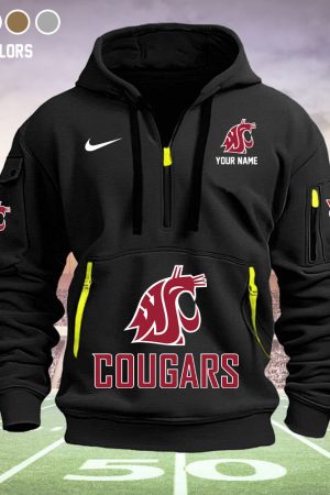 Washington State Cougars Quarter Zip Hoodie Set Genxprint