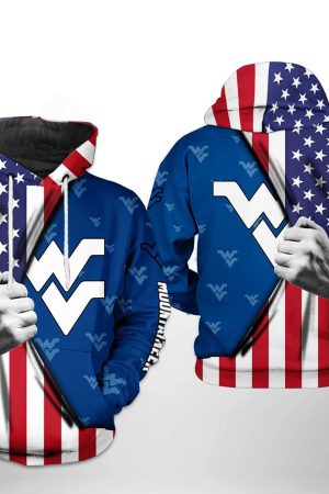 West Virginia Mountaineer NCAA US Flag Hoodie Genxprint