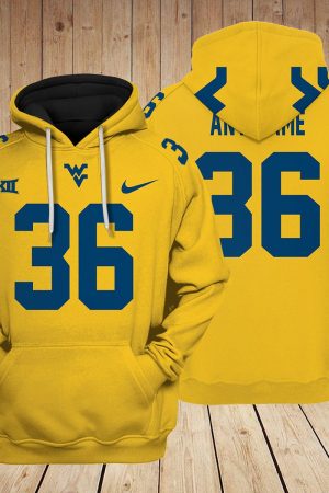 West Virginia Mountaineers Football Personalized Name And Number 3D printed Sweatshirt Hoodie Zipped Hoodie Genxprint