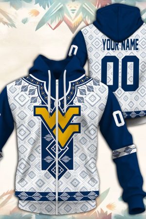 West Virginia Mountaineers Native Tribal Custom Name And Number 3D printed Sweatshirt Hoodie Zipped Hoodie Genxprint