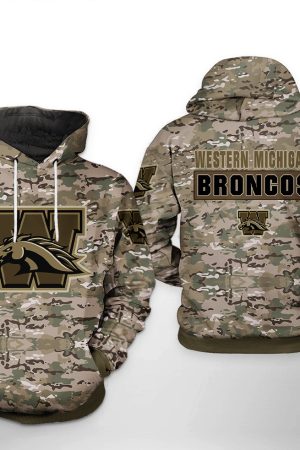 Western Michigan Broncos NCAA Camo Veteran Hoodie Genxprint