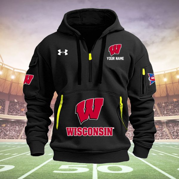 Wisconsin Badgers Quarter Zip Hoodie Style Genxprint - Image 2