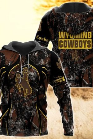 Wyoming Cowboys Camo Hunting 3D printed Sweatshirt Hoodie Zipped Hoodie Genxprint