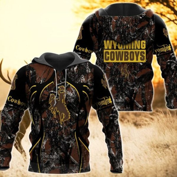 Wyoming Cowboys Camo Hunting 3D printed Sweatshirt Hoodie Zipped Hoodie Genxprint