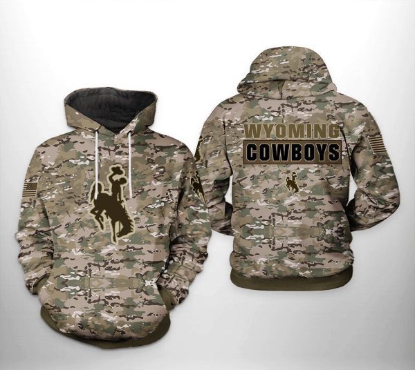 Wyoming Cowboys NCAA Camo Hoodie Zip Hoodie Genxprint