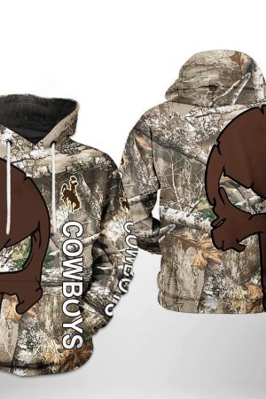Wyoming Cowboys NCAA Camo Veteran Hunting Hoodie Genxprint