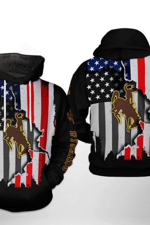 Wyoming Cowboys NCAA US Flag Hoodie Genxprint