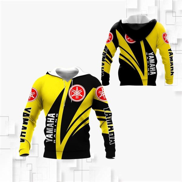 Yamaha Racing Team Black And Yellow All Over Print Hoodie Zip Hoodie Genxprint