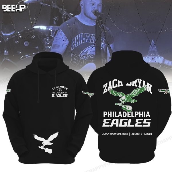 Zach Bryan Philadelphia Eagles NFL Football Team Black Hoodie Genxprint