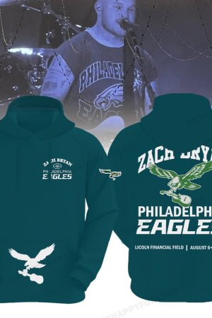 Zach Bryan Philadelphia Eagles NFL Football Team Midnight Green Hoodie Genxprint
